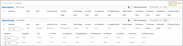 Add Unapplied Credit with yellow highlight box around the Notes text and the Save button.